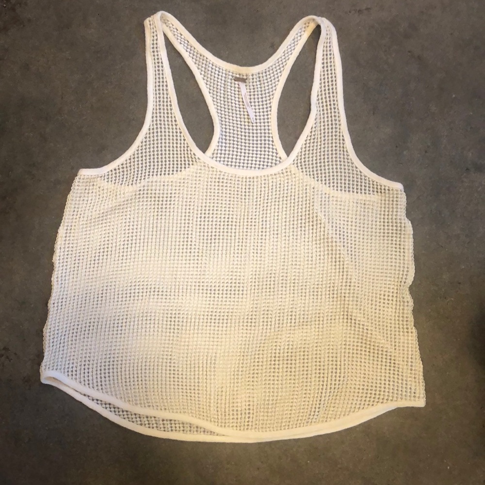Free People Mesh Ivory Racerback Tank Medium